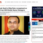 Kinshuk Sunil of MyyTake recognised as one of top 100 Global Game Changers